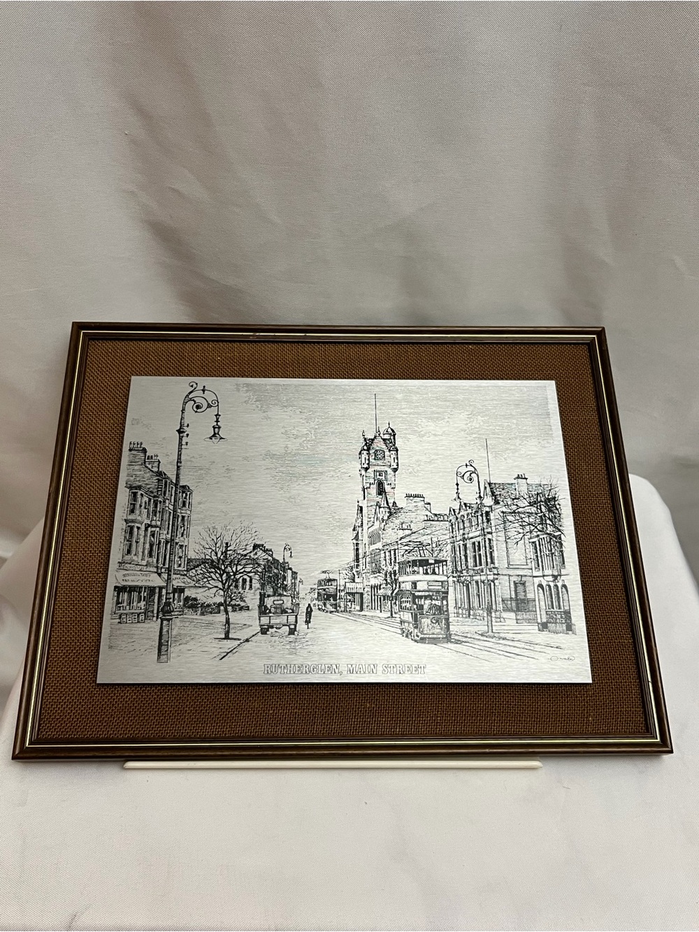 Vintage Rutherglen Main Street Steel Wall Plaque Framed Scotland Street Scene